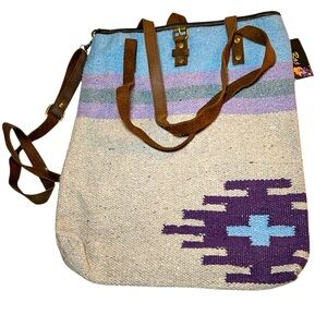 Raj Anthropologie Purse Crossbody Bag Woven Tribal Western Leather Boho NWT‎